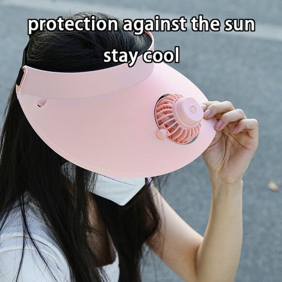 Sun Visor Hat with Fan Adjustable Elastic PVC Large Sun Protection Unisex - Picture 2 of 7